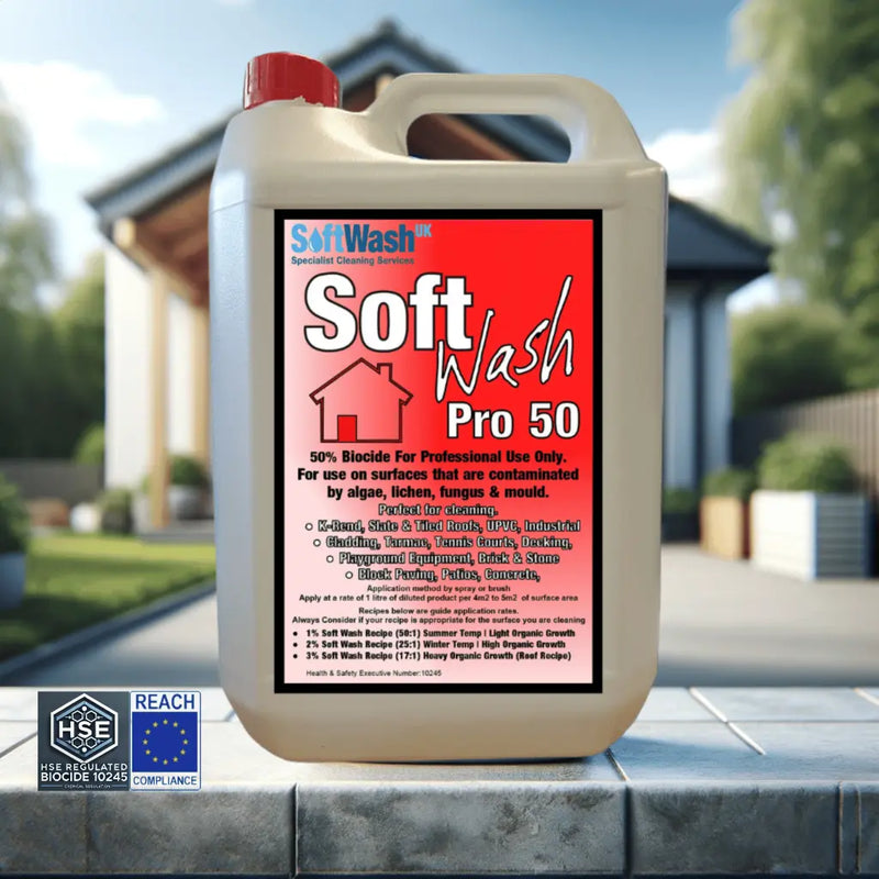 Powerful Biocide Soft Wash Pro 50 with 50% DDAC, professional-grade exterior cleaning solution for long-lasting protection
