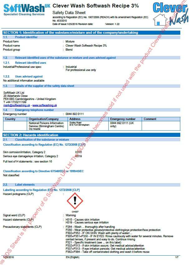 FOC Unlock the Power of Safe Softwashing with Our Custom SDS Sheets