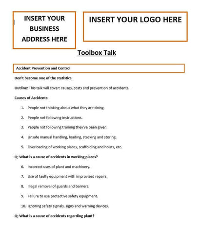 Accident Prevention and Control Template