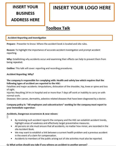 Accident Reporting and Investigation Template
