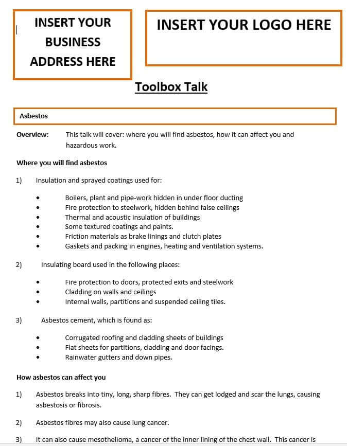 Asbestos Awareness Template