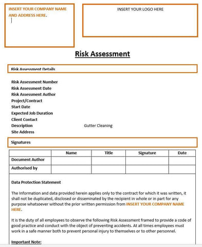 Gutter Cleaning Risk Assessment