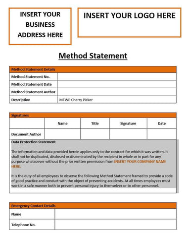 Cherry Picker Method Statement MEWP