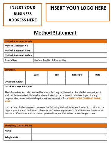 Scaffold Erection and Dismantling Method Statement