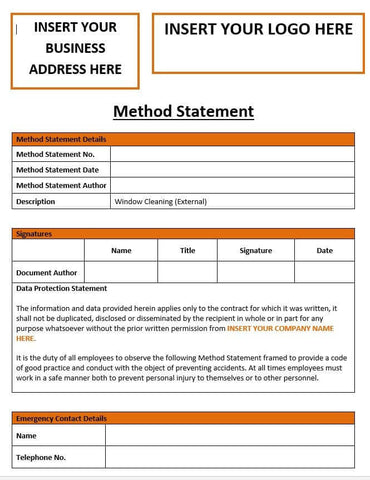 Window Cleaning External Method Statement
