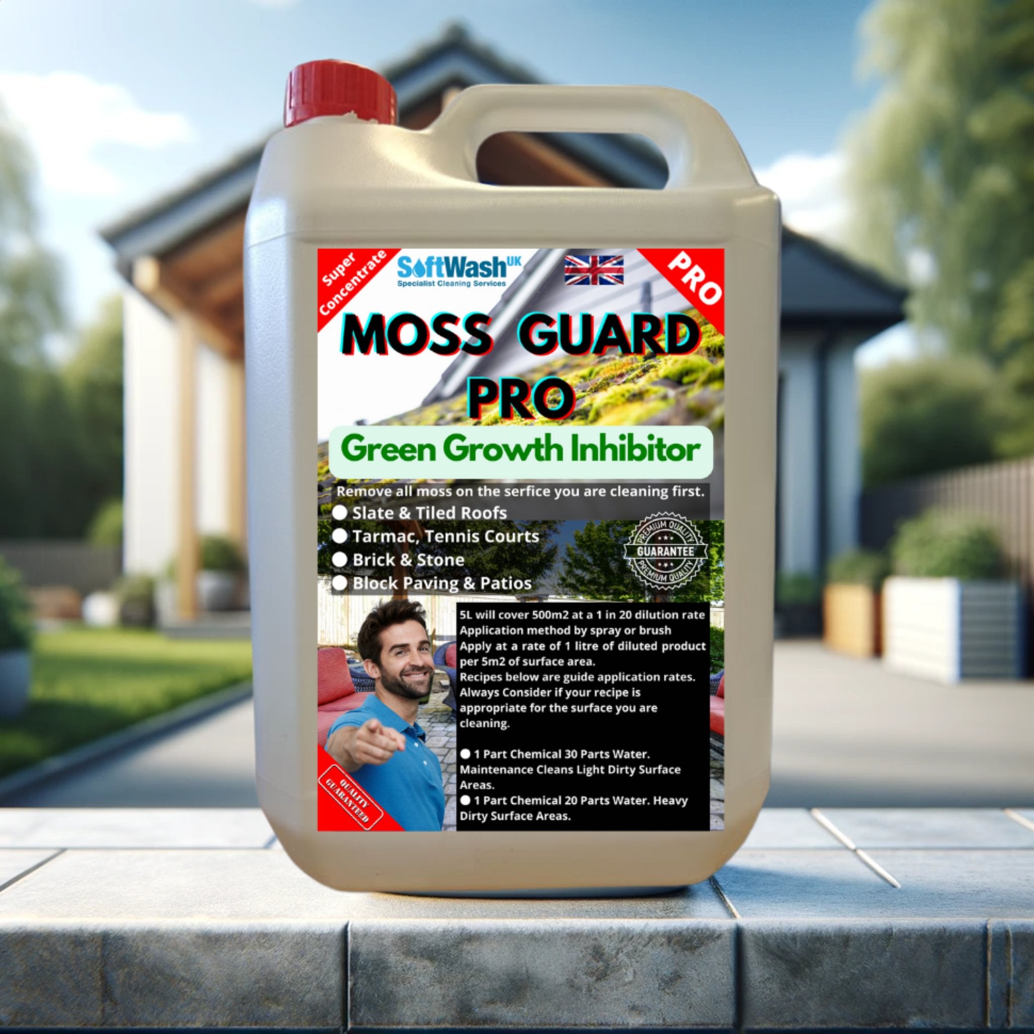 Driveway Cleaner Moss Guard Pro, specialized in inhibiting green growth, perfect for maintaining clean and moss-free driveways