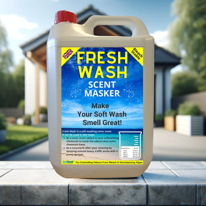 Fresh Wash Soft Washing Masking Scent 5L, ideal for neutralizing odors during exterior cleaning, large 5-liter size