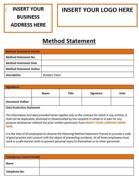 Builders Clean Method Statement – SoftWash UK Ltd