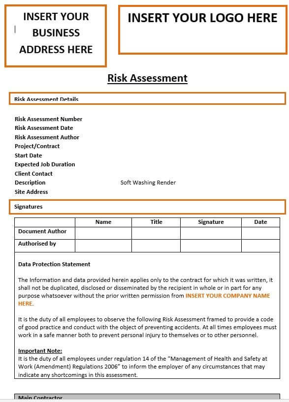 Soft Washing Render Risk Assessment