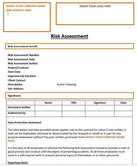 Gutter Cleaning Risk Assessment