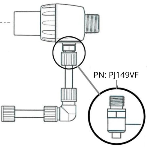 External Injection Nipple 3/4" Thread & O-ring PN: PJ149VF