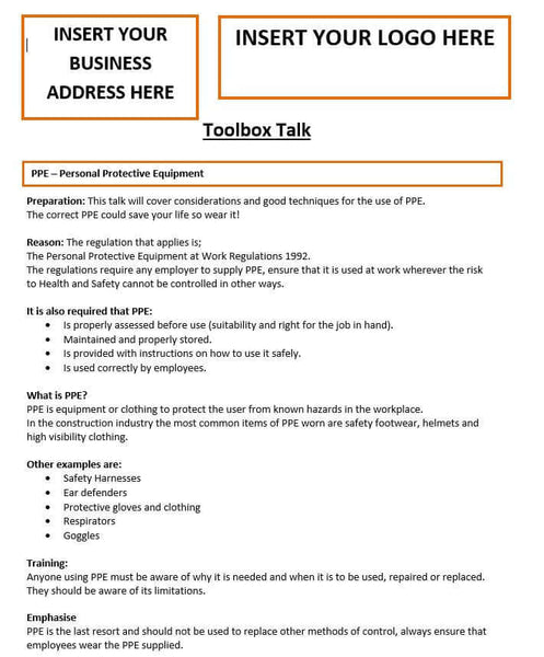 Uk Ppe Note Example PPE Template – SoftWash UK Ltd