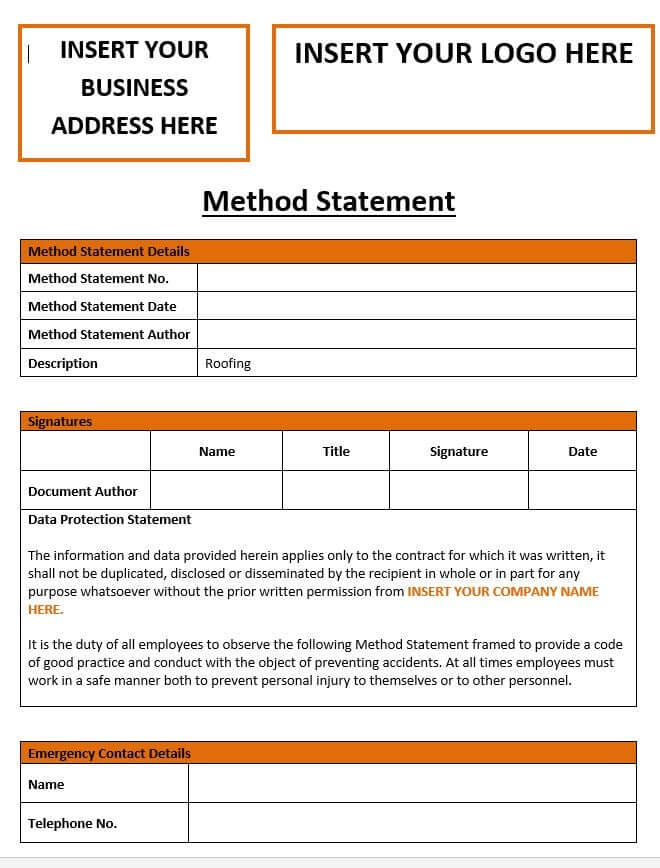 Roofing Method Statement