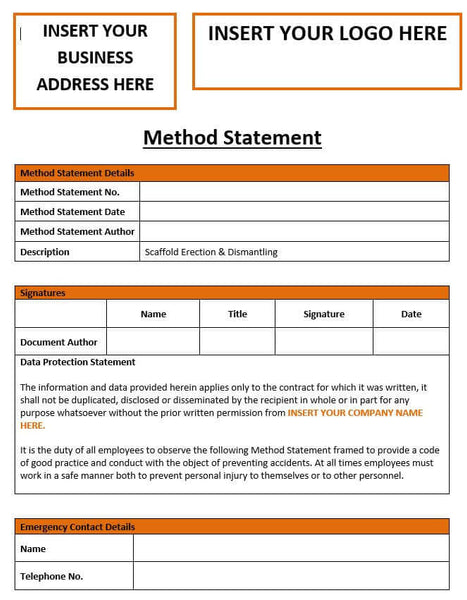 Scaffold Erection and Dismantling Method Statement – SoftWash UK Ltd