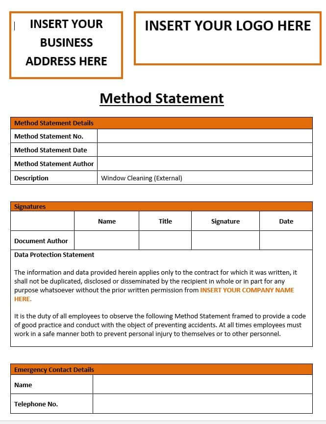 Cleaning Method Statement at Maria Cardenas blog
