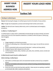 Working in Confined Spaces Template